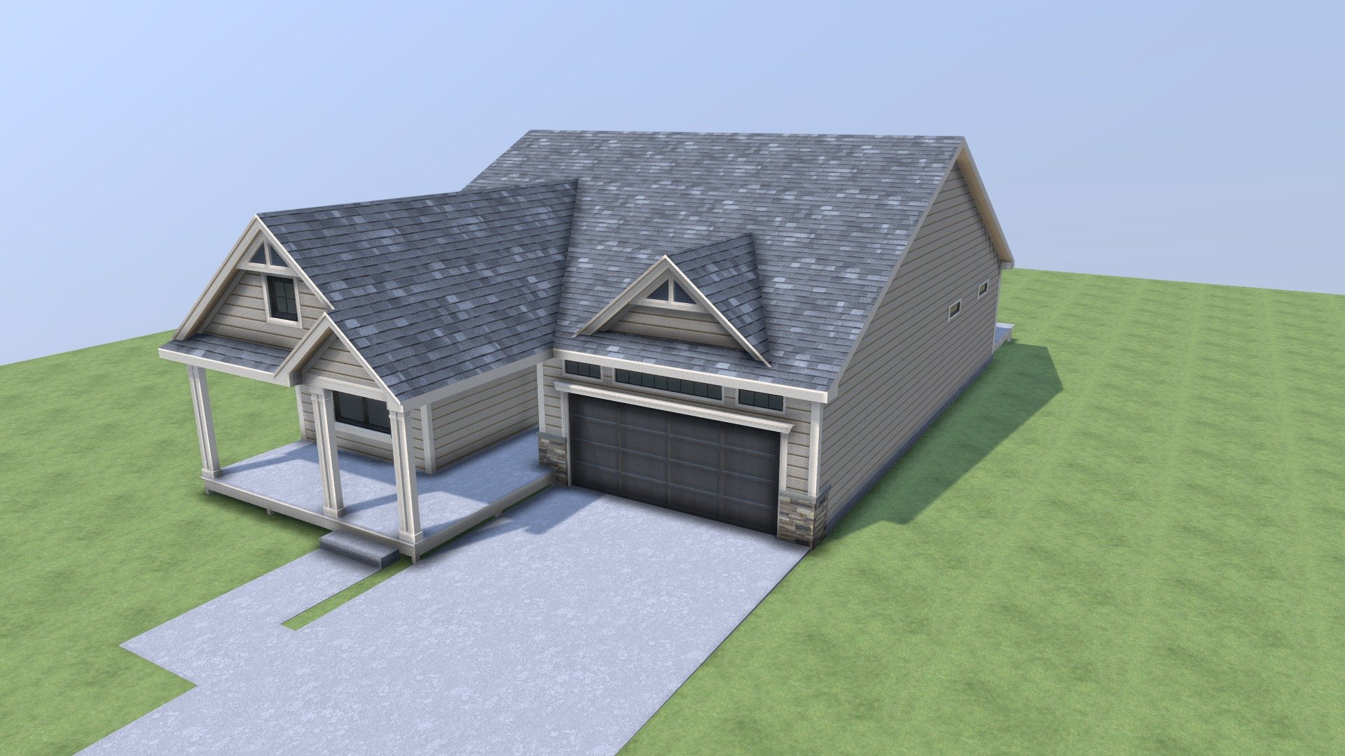 We prepared this 3D exterior of a small single family home, covering all required details of structure and colors 3d model