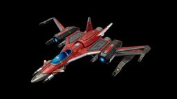 Star Sparrow Modular Spaceship fighter, sci, fi, shooter, up, shoot, module, ready, fast, em, aircraft, jet, star, part, shmup, asset, game, pbr, lowpoly, scifi, mobile, plane, ship, concept, modular, space
