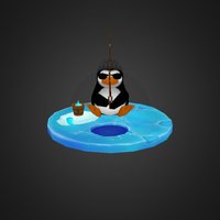 Mr. Fisher-guin toon, cute, painted, handpainted, cartoon, game, 3d, hand