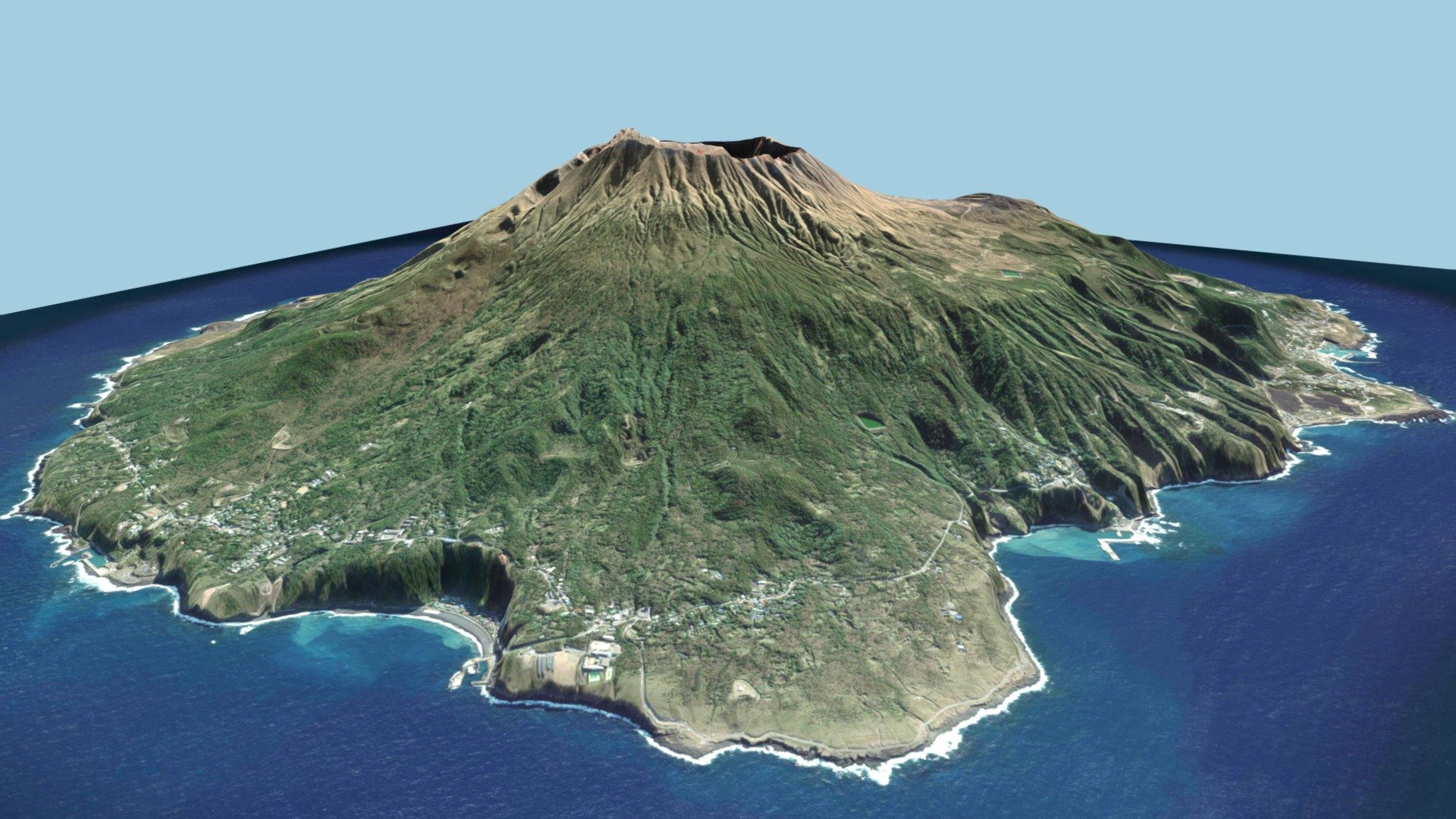 Miyake island volcano off the coast of Japan. Model includes a high resolution texture. The native file was made with Blender 2.90, rendered in Eevee with the mist adjusted in the composer. Export files are available in FBX, OBJ, and GLB formats 3d model