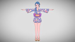 Kimono Game Character toon, unreal, sculpting, kimono, toonshader, celshading, npr, maya, character, modeling, unity, unity3d, cartoon, game, 3d, blender, lowpoly, model, 3dmodel, anime, npr-nonphotorealistic