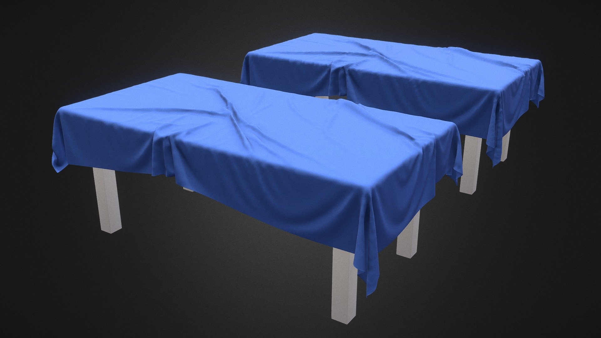 Dining table with realistic wrinkled cloth, no materials.
Subdivided and low poly versions 3d model