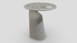 Engraved concrete side table bar, room, modern, garden, coffee, hotel, luxury, side, concrete, outside, decorative, furniture, table, park, balcony, terrace, outdoor, living, engraved, cement, crafted, dining, pbr, design, stone, decoration, steel