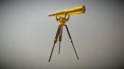 Golden Telescope telescope, science, science-fiction, blender