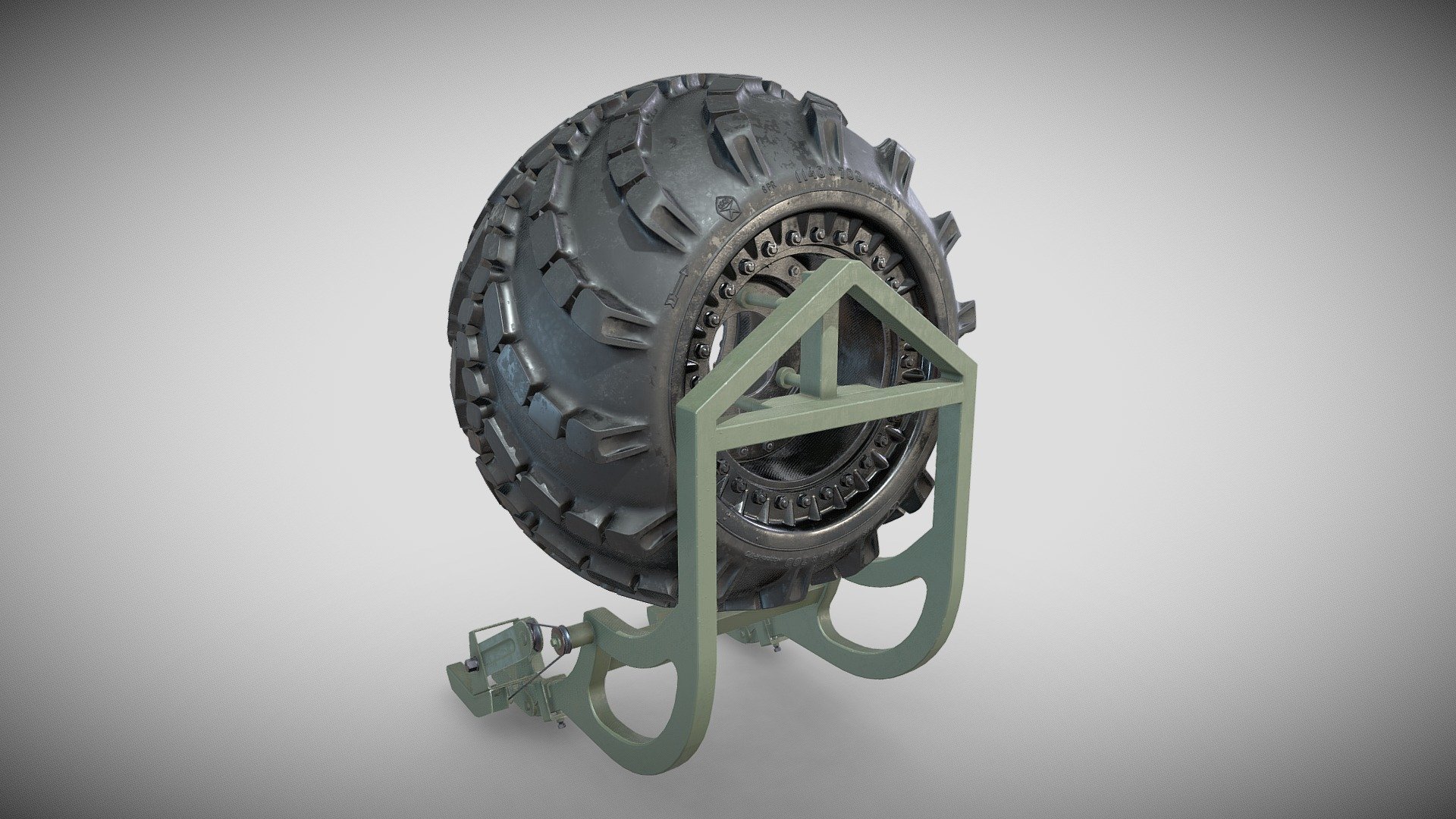 Mounting of the spare Arched wheel.Arched tire I-170 3d model
