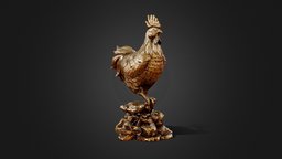 Rooster Sculpture chicken, rooster, environment-assets, 3dsmax, substance-painter, zbrush, sculpture