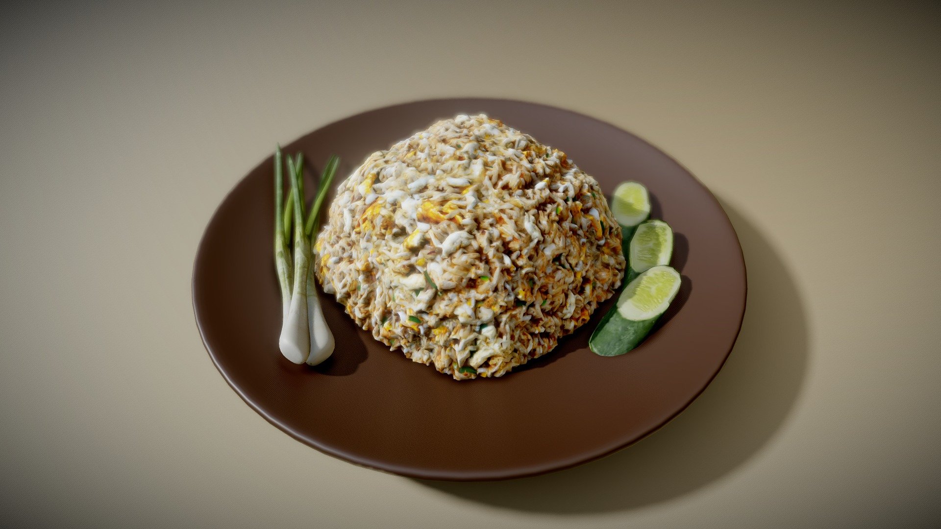 Another plate of Asian food. This time it's a well-known fried rice.
Also available in BlenderKit 3d model