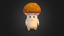 Mushroom (animated) game-ready, character, lowpoly, stylized, animated