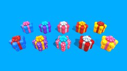 Gift Boxes Star toon, chest, christmas, party, gift, bonus, holiday, birthday, box, award, casual, hyper, prize, presents, stylized
