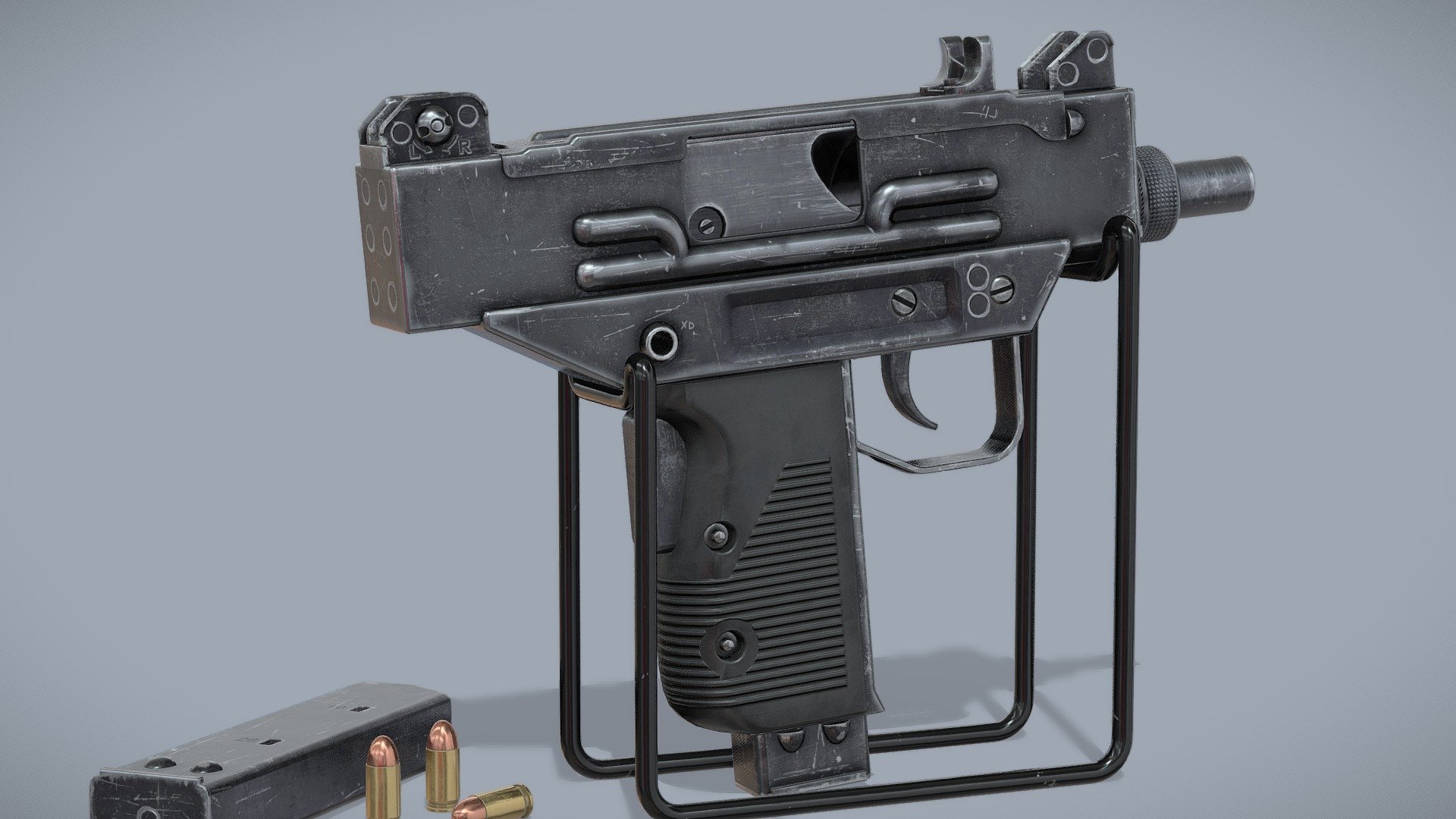 I created this Micro Uzi model from scratch using Maya, Substance Painter and Photoshop.  I have always loved the boxy design of this gun so I decided to create my own in 3D!  Let me know what you think :D

&ldquo;The Uzi pistol is a semi-automatic, closed bolt, and blowback-operated pistol variant. Its muzzle velocity is 345 m/s. It is a Micro Uzi with no shoulder stock or full-automatic firing capability.