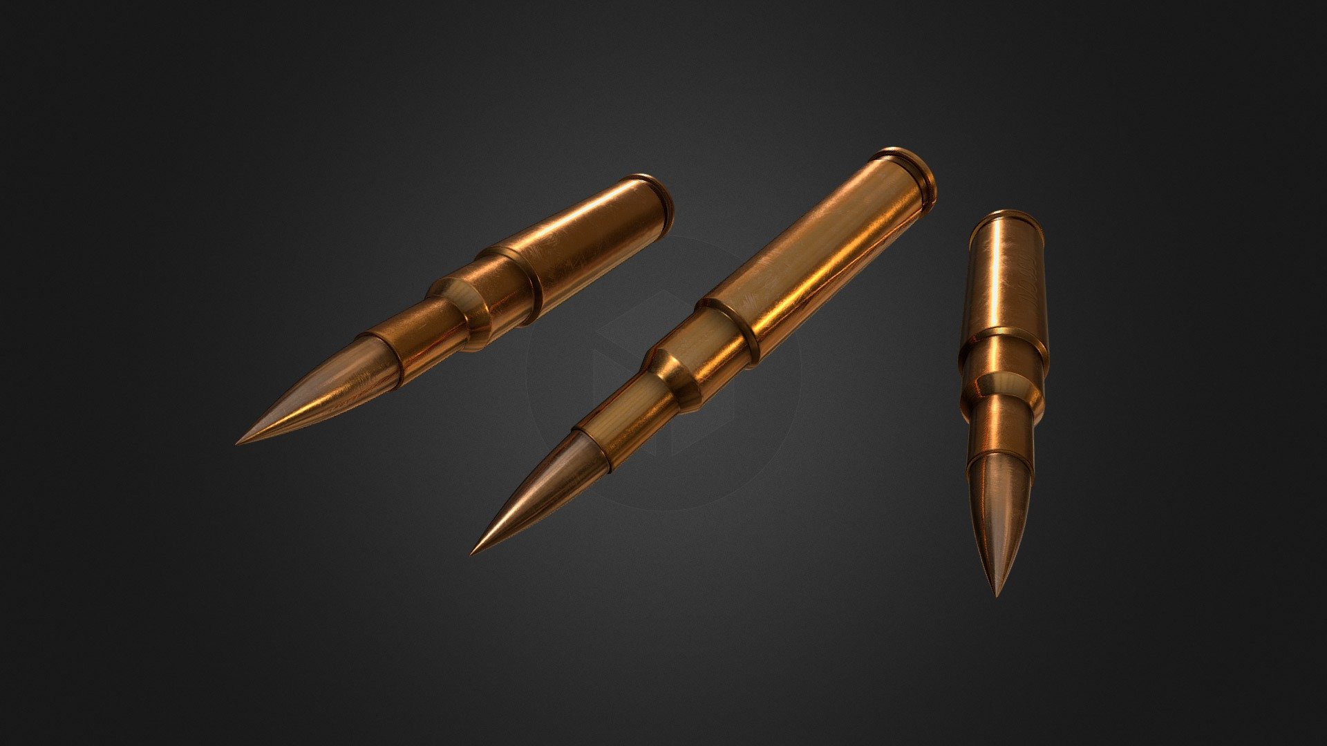 highpoly high resolution texture 4k 5.56 caliber bullet asset 3d model