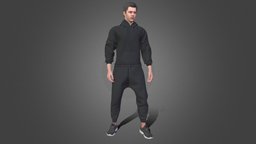 Man in Sport Outfit 3 body, hair, suit, tshirt, shirt, jacket, clothes, pants, coat, shoes, head, uniform, footwear, running, outfit, sneakers, hoodie, trousers, hoody, character, 3d, model, man, female, male, sport, modular, clothing