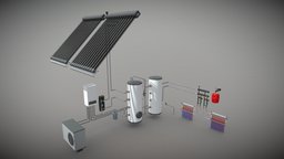 Warmtepomp-installatie met zonnecollector 