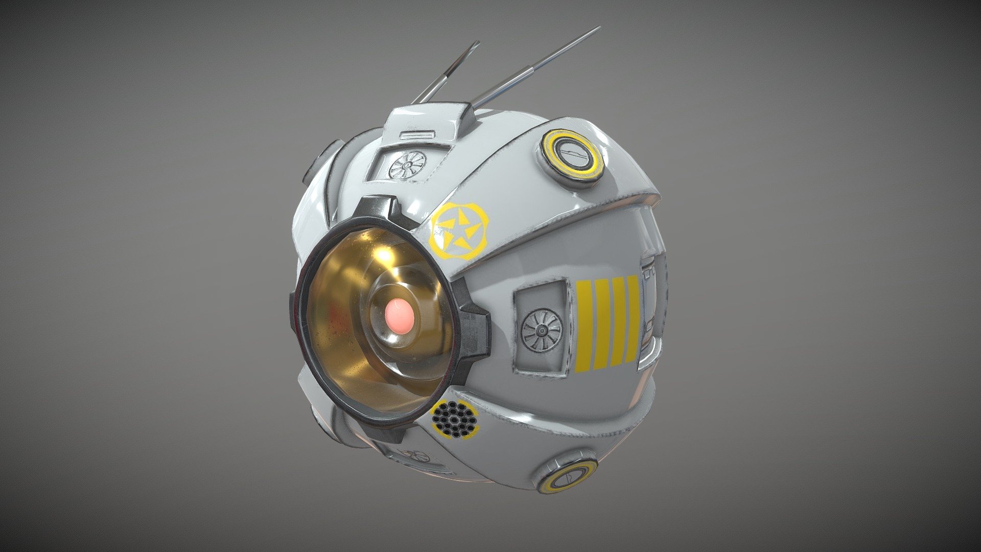 A PBR Scifi Drone created in blender and textured in Substance Painter. This model is fairly high poly, and shouldn't really be used for games. It was mainly created to test my texturing skills more than anything 3d model