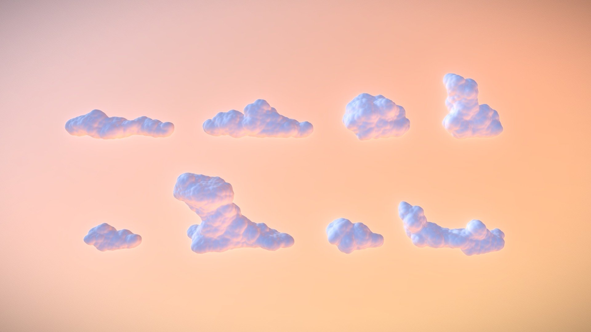 stylized cartoon lowres cumulus clouds pack - Clouds Pack - Buy Royalty Free 3D model by pixbox 3d model