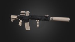 AR-15 firearm, ar-15, weapon, low-poly, blender, lowpoly, blender3d, military