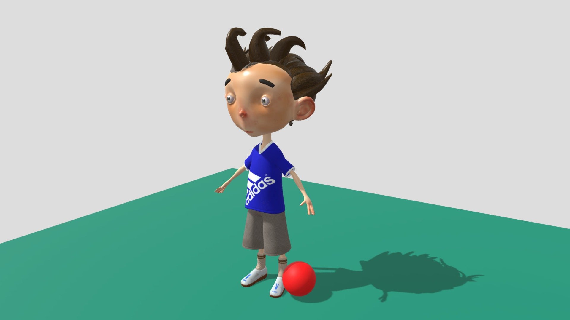 Boy cartoon character With nikker And Tshirt.And Styles socks and shoes 3d model