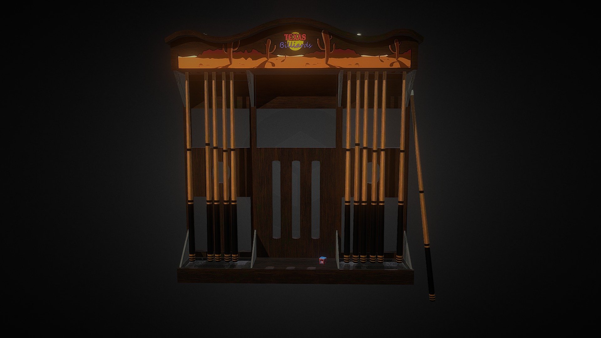 IndoorGames billiard accessories. 
See also: https://sketchfab.com/models/5d7d0dced1f64ae7bfddb7e439465eb2 - Billiard StickHolder - Buy Royalty Free 3D model by Enrique Soriano (@lkikelodeon) 3d model