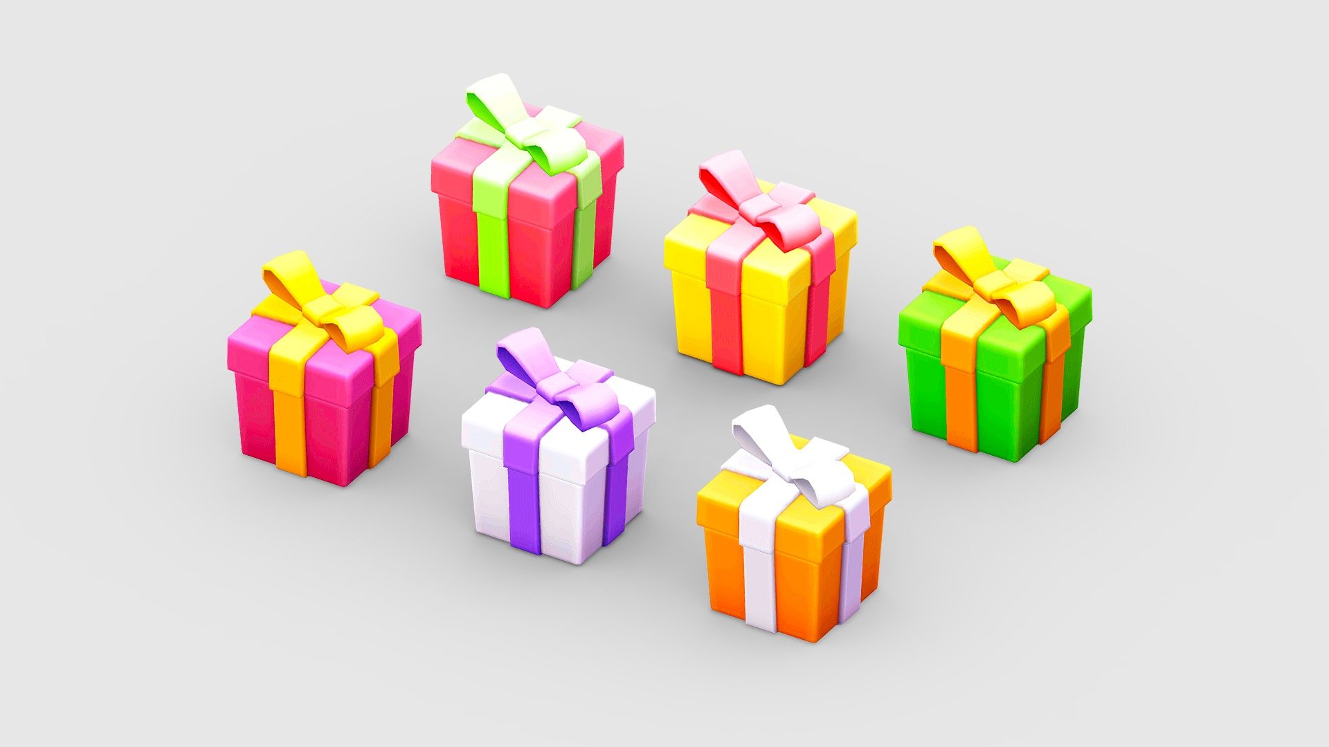 Cartoon colorful gift box - Square gift box - Cartoon colorful gift box - Square gift box - Buy Royalty Free 3D model by ler_cartoon (@lerrrrr) 3d model