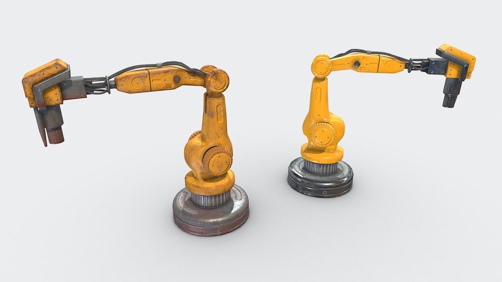 A pair of robotic arms, one version is clean and the other is rusty.  Handy props for any sort of environment. 

UDIM 4K PBR textures - Industrial arms - clean and dirty - Buy Royalty Free 3D model by Sousinho 3d model