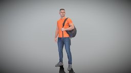 Handsome man with backpack 430 cute, style, archviz, scanning, people, pose, , walking, photorealistic, pants, stylish, young, jeans, backpack, casual, scan3d, t-shirt, ukraine, posing, handsome, malecharacter, peoplescan, male-human, brunette, photoscan, realitycapture, photogrammetry, lowpoly, scan, man, human, male, highpoly, scanpeople, deep3dstudio