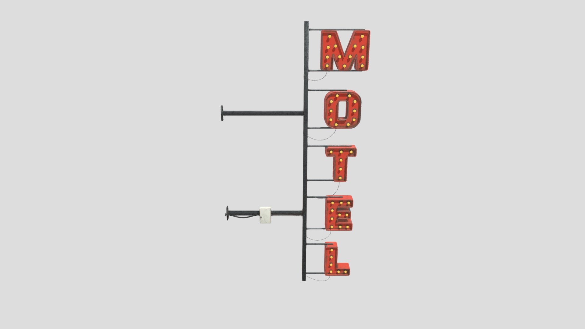 This Retro Motel Sign is perfect for any urban area and is highly detailed for close, medium and, wide shots.

This model includes:

The mesh
4K Texture set (albedo, Mettalic, Roughness, Normal, Height, Emission) -4 Color Variants (Red, Yellow, Green, Blue)
The mesh is UV Unwrapped with verex colors and can easily be retextured 3d model