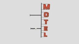 Retro Motel Sign with 4K Textures Low-poly
