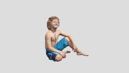 Child Beach child, vr, beach, volleyball, modeling, low-poly, girl