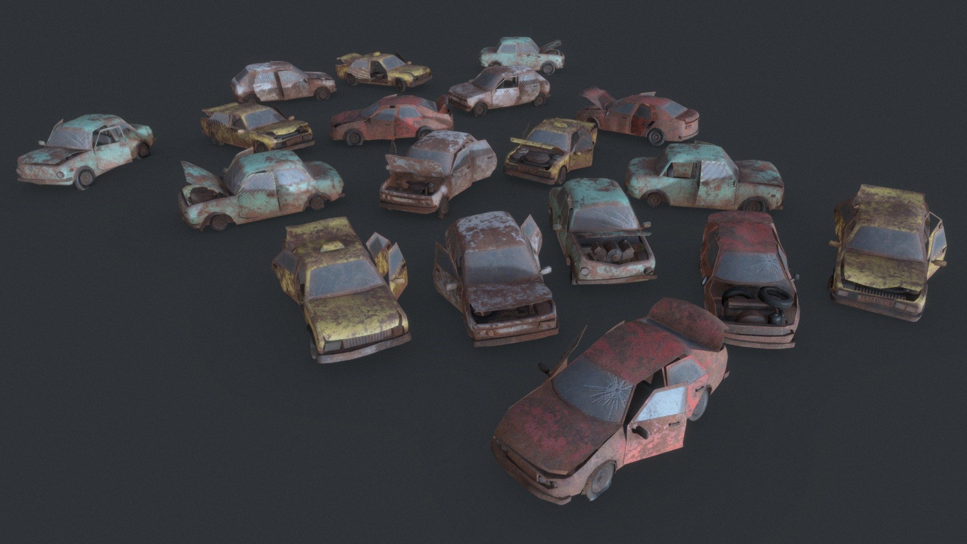 Includes 16 Post Apocalyptic wrecked cars.
Purchase Artstation - Apocalyptic Damaged Cars - 3D model by Crazy_8 (@korboleevd) 3d model
