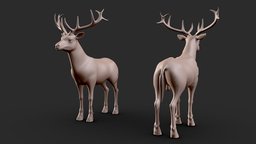 Deer baby, basemesh, deer, reindeer, antelope, character, game, blender, lowpoly, animal