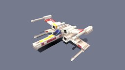 X-Wing x-wing, pixel-art, blockbench, low-poly, minecraft, starwars