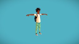 Young  Black Man Low-Poly Art Style modern, people, fashion, women, rig, young, 3ds-max, afro, afroamerican, character, unity, low-poly, cool, lowpoly, city, rigged, 