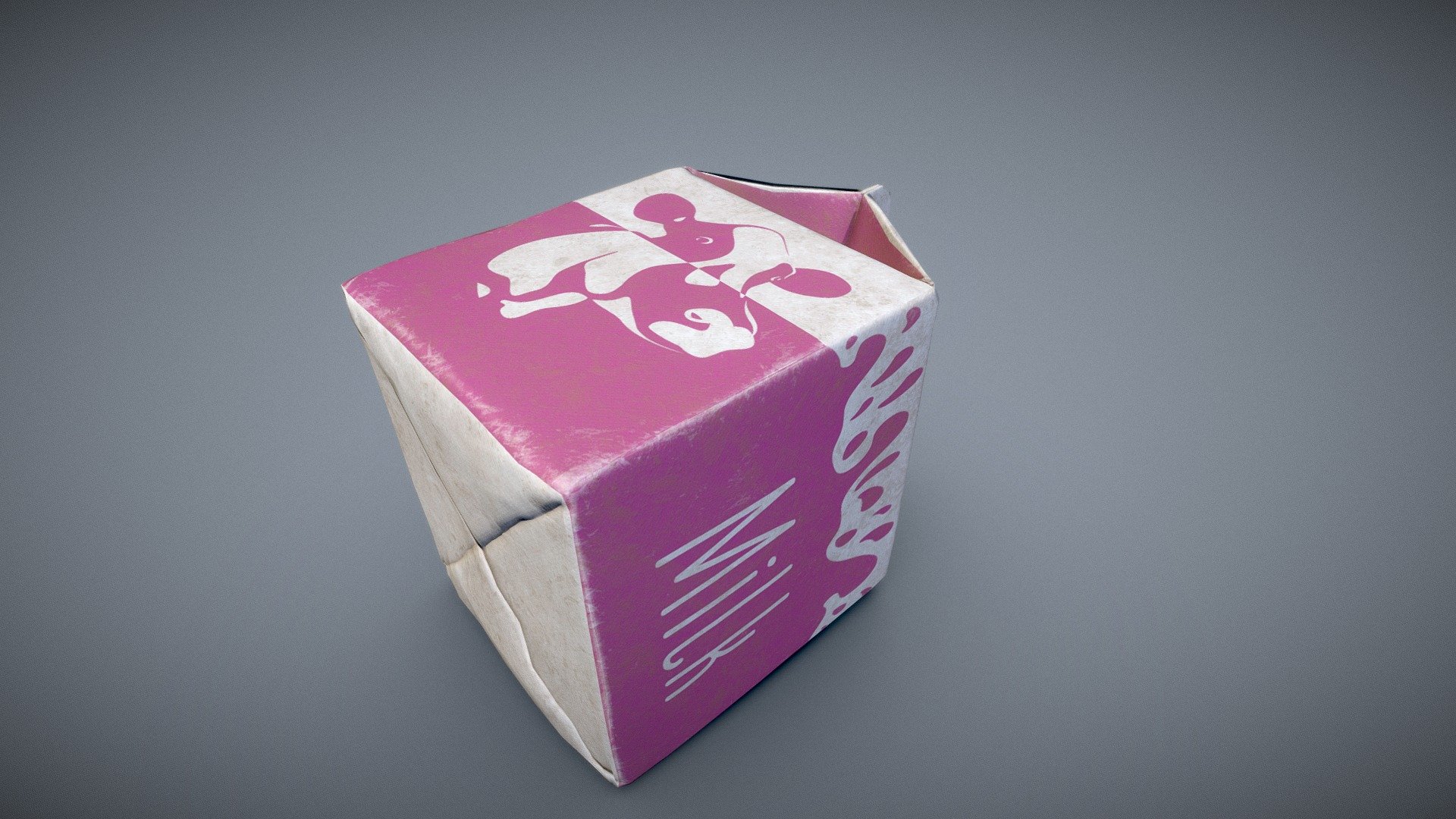 milk carton game-ready prop made using zbrush, maya, photoshop and substance painter. The milk carton was sculpted in zbrush and retopologized in maya. I used photoshop and painter to create the textures 3d model