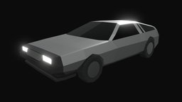 Delorean Low Poly automobile, time, future, sedan, vintage, ready, 80s, old, unity, game, low, poly, car, race, deloran