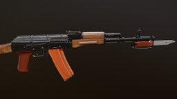 AK-74 with bayonet rifle, ak, kalashnikov, assault-rifle, ak74, soviet-union, soviet-weapon, weapon