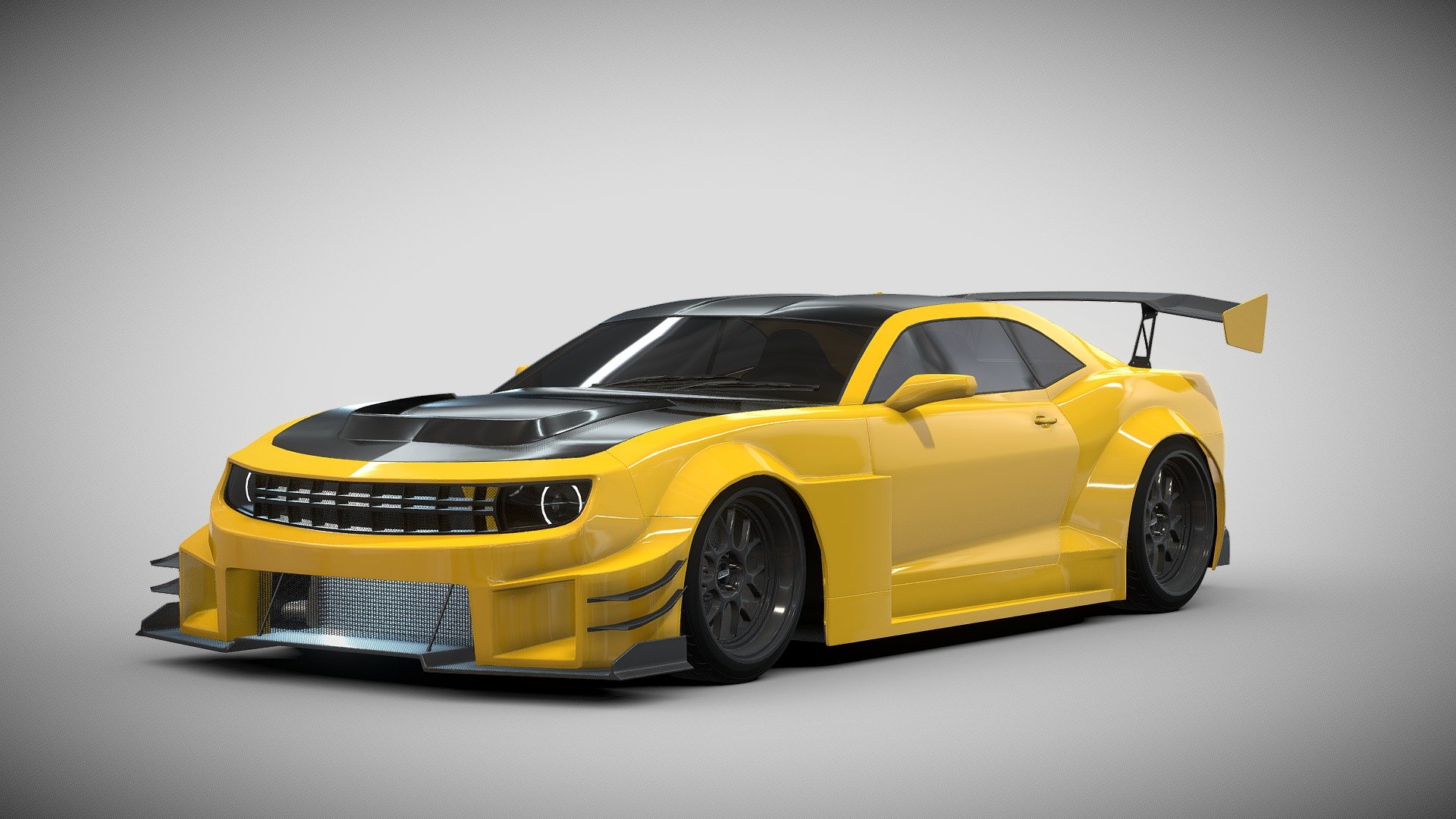 A 3D model of the Chevrolet Camaro that I made, then I modified it according to my imagination. I modified it into a widebody and was also inspired by several modified cars in the real world.

The interior of the car is not detailed, because I only focus on the exterior.

Model render
 - Chevrolet Camaro Widebody - Buy Royalty Free 3D model by Naudaff3D 3d model