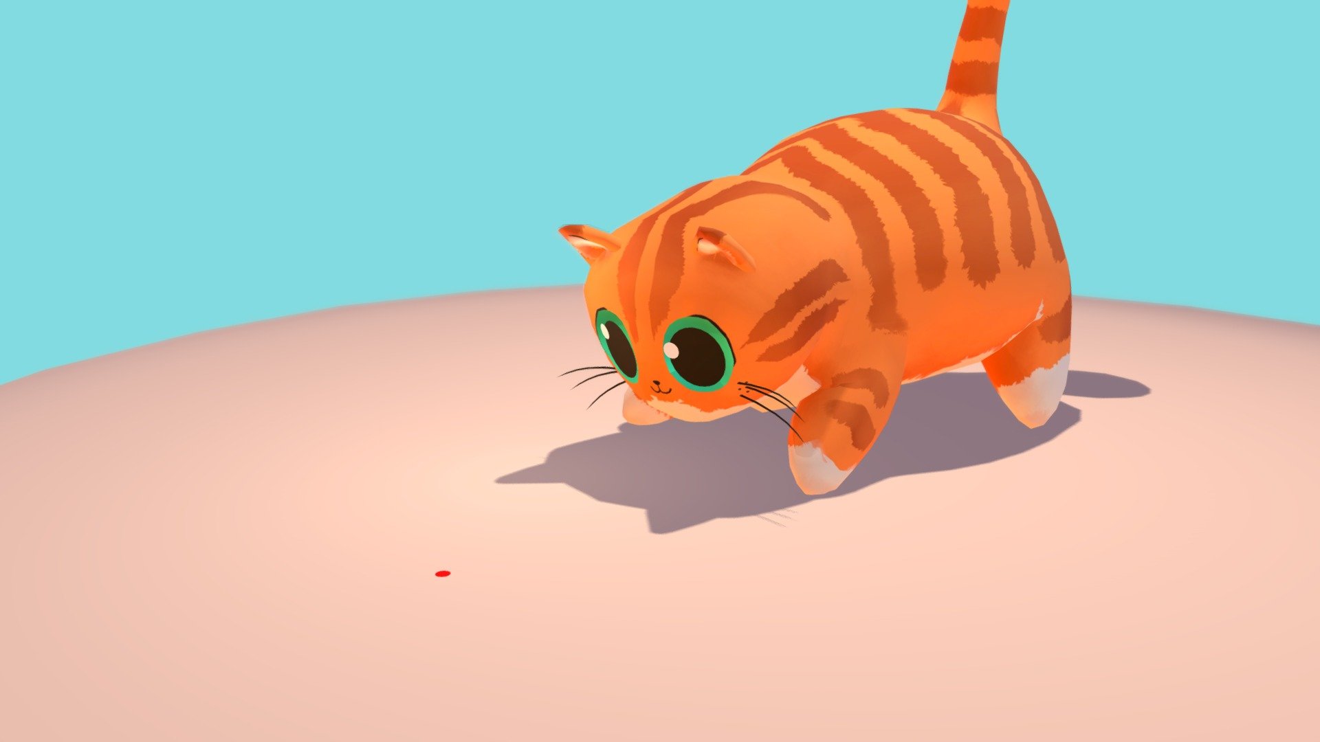 Here we have a big cat in its natural habitat, the living room. 
Normally it just hunts pray like toy mice, yarn balls, and leftovers on the kitchen counter. 
But today we see this urban cat hunt its famed enemy, the laser pointer! - |Orange Cat| - 3D model by GlennValke (@GlennValkePro) 3d model