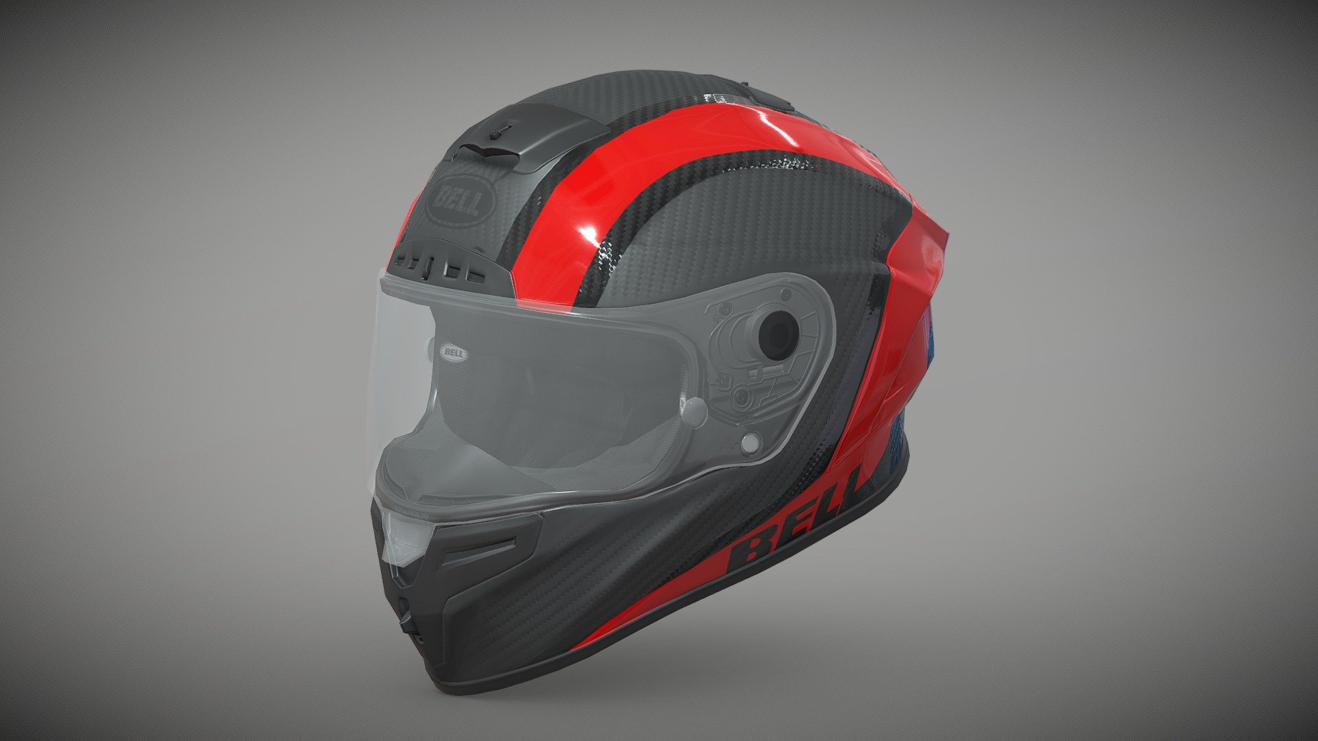 Helmet Bell Race Star Flex DLX  TANTRUM 2. Modeled in Blender, textured in Substance painter. For the project MotoGP22 3d model
