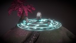 Magic circle tree, blender-3d, stone, magic
