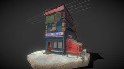 Cartoon Ghetto Flat game-ready, game-model, unity-3d, low-poly-game-assets, realtime-3d, low-poly, cartoon-ghettoflat, low-polybuilding