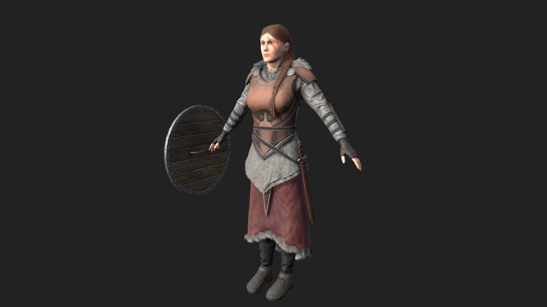 A textured female viking Charactor modelled and textured by Finn Swift. The design is based from this concept image:
https://i.pinimg.com/originals/21/8e/0b/218e0b316f198a7a363c346369cfdb63.png - GART220 Female Viking - Download Free 3D model by Finn_Swift 3d model