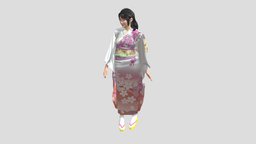Blender Obj to glTF Kimono-Girl-NFT-Tenten-001 yamato, obj, kimono, tenten, poser9, gltf, girl, blender
