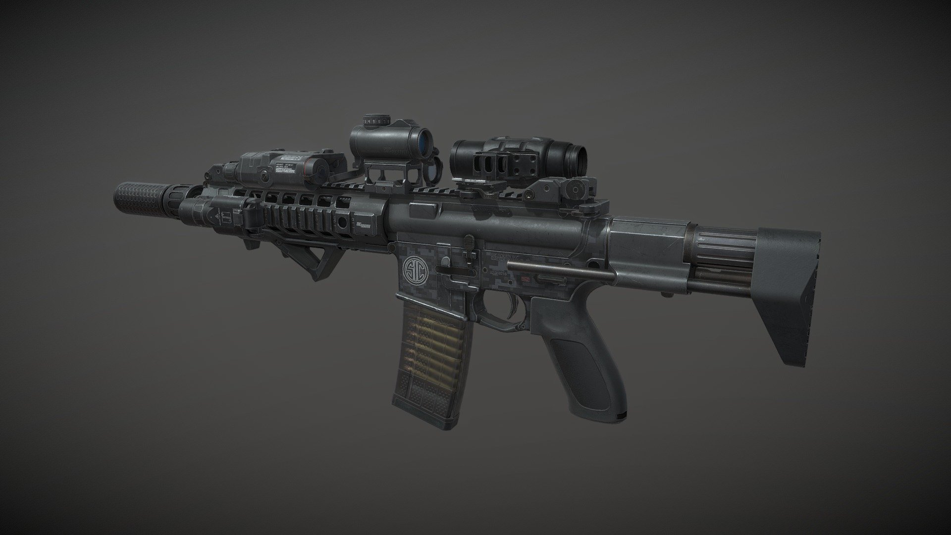 Sig516 Assault Rifle lowpoly modeling.
This modeling is optimized for PBR.

Update

2022-06-30
The texture has been modified.
Fixed a minor polygon problem 3d model