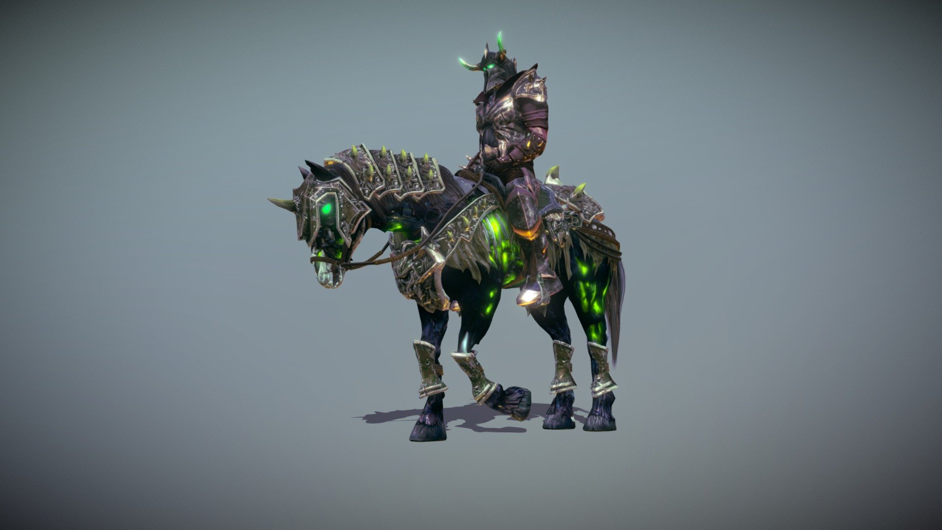 Check all the Images here:

https://imgur.com/gallery/aHM5qMG
 

 https://vimeo.com/420078445 



Become the Unholy Knight with his trustful undead steed

Add-on for Horse Animset Pro Unity
It is highly recommended to have HAP in your project to use all the features the Riding system has
⚠Without Horse Animset, the Asset has only models, Animations and Textures




Styles: Realistic, HandPainted (Toon), Poly Art

Custom Amplify Shader for Poly Art Style

Fire, Toxic, Ice and Rotten Meat textures

ADDITIONAL LICENSE

The following custom license applies to this asset in addition to the EULA.

END USER will be prohibited from using the asset license for the following products:




Creation &amp; Trading of Non-Fungible-Tokens (NFT) and/or use in Blockchain-based projects or products.

Creation of content for Metaverse related and/or Game creation software and products.

3D printing for commercial use.

Remix, transform or build upon the material, and re-sell the modified material.
 - Undead Horse & Unholy Knight - Buy Royalty Free 3D model by Malbers Animations (@malbers.shark87) 3d model