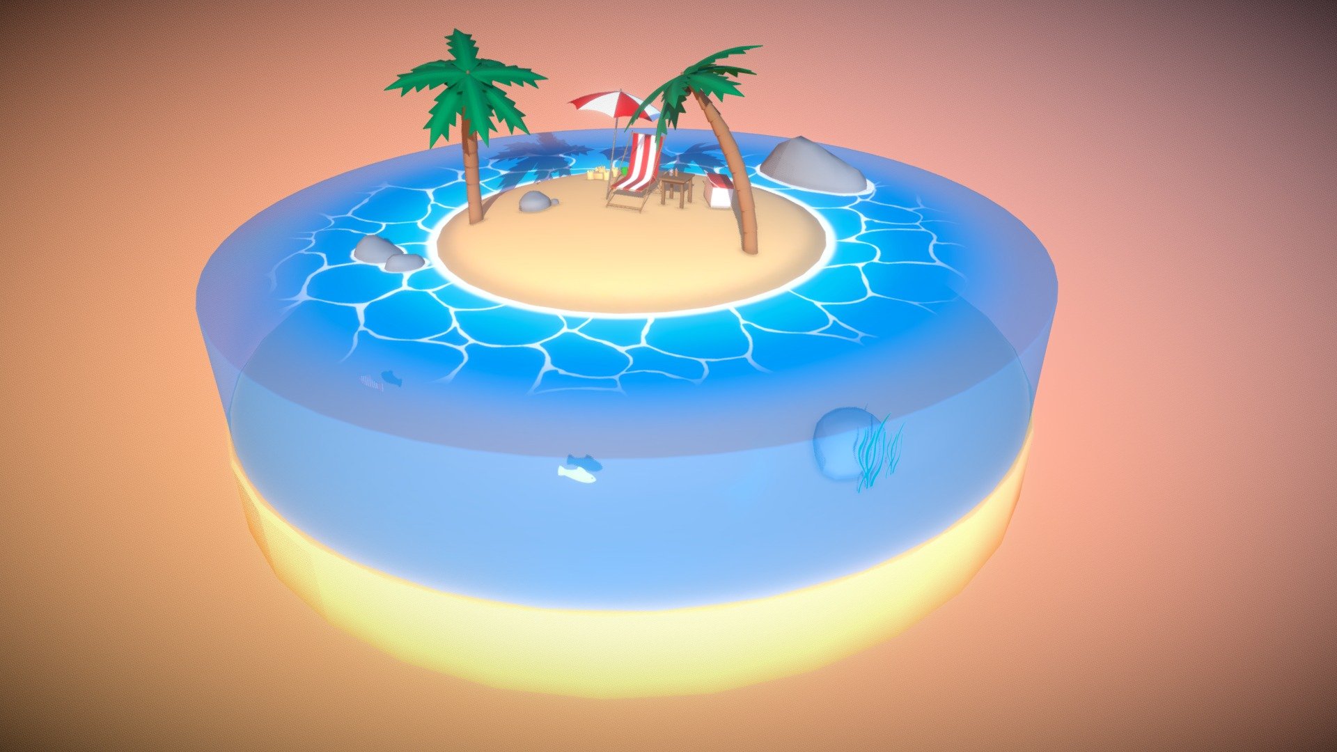 Relaxing island where to be in peace with the world - Lost & In Peace - 3D model by Urtzi 3d model