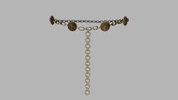 Gold Chains Medieval Belt fashion, medieval, girls, wedding, dress, coins, metal, belt, womens, chains, bridal, waist, pbr, low, poly, female, gold