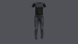 $AVE Female Casual Black Denim Tshirt Outfit