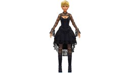 High Poly Subdivision Gothic Style Avatar body, toon, style, dressing, avatar, cloth, fashion, women, hipster, clothes, torso, collection, skirt, stockings, young, goth, shoes, boots, gothic, woman, costume, casual, lace, cape, corset, diffuse-only, veil, cleavage, -woman, metaverse, tights, hairstyle, -girl, baked-textures, dressing-room, dressingroom, character, girl, cartoon, "textured", "clothing", "costplay"