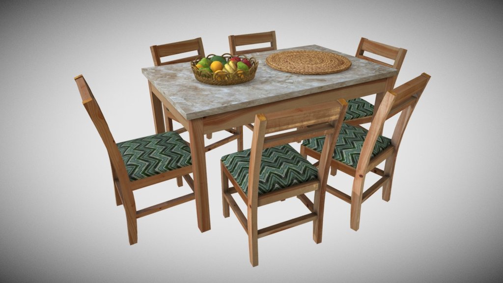 Simple Table Set - Download Free 3D model by Francesco Coldesina (@topfrank2013) 3d model
