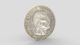 Commemorative medal Tomas G. Masaryk coin, 3dscanning, medal